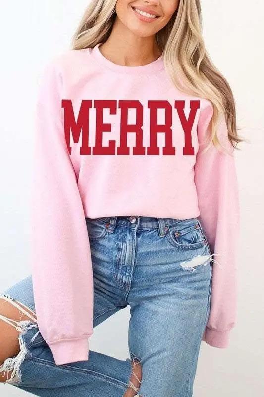 Merry Graphic Fleece Sweatshirts - Love Salve